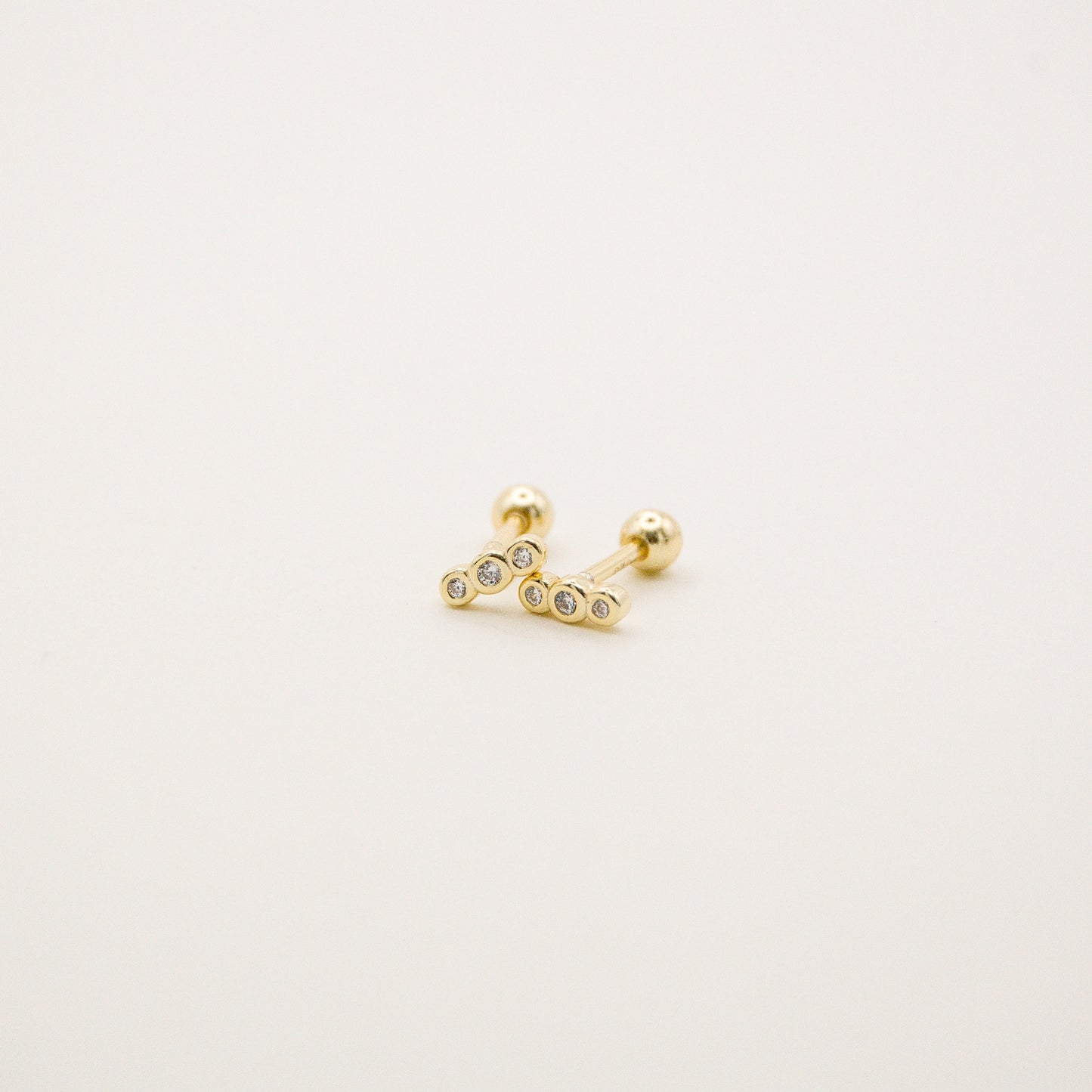 Triple Bezel Vermeil Stud