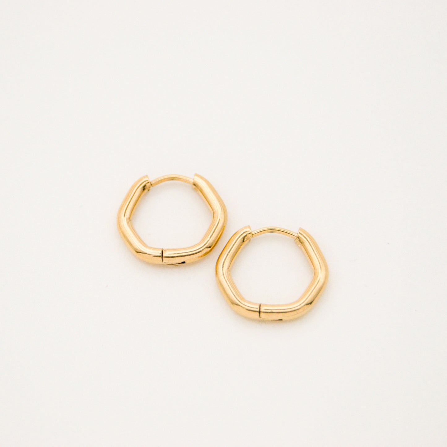 Rounded Hexagon Huggie Hoops