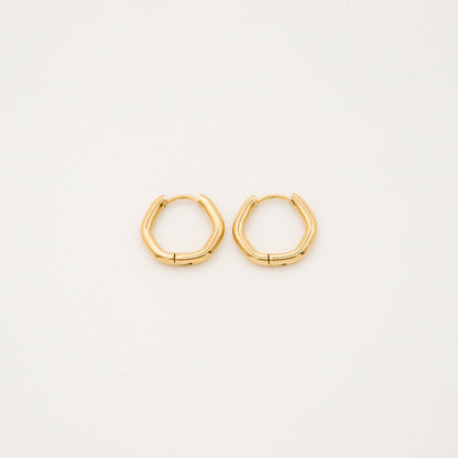 Rounded Hexagon Huggie Hoops